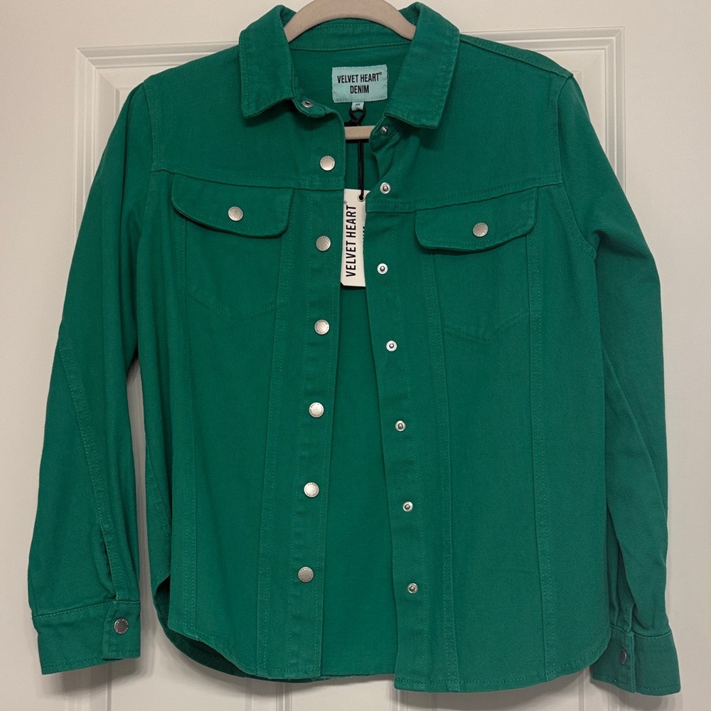 Velvet Heart Green Button-Up Jacket